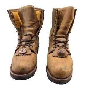Chippewa Work Boots Mens Size 10.5 W Brown Waterproof Steel Toe Logger